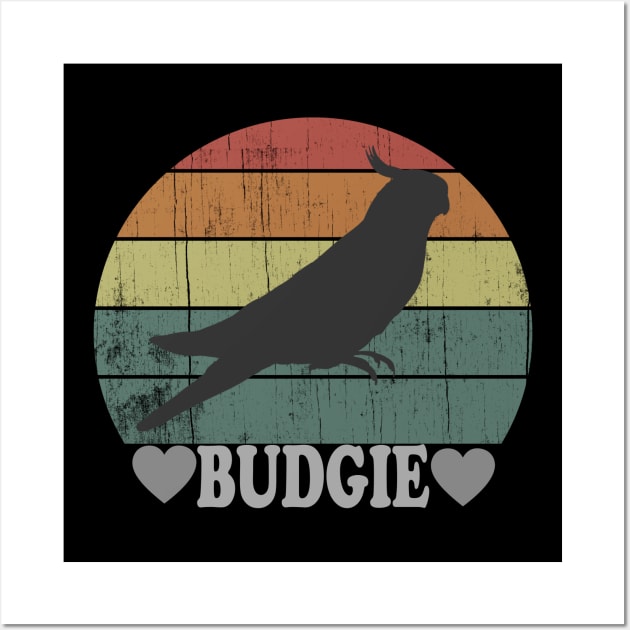 Retro Budgie Love Budgerigar Parakeet Vintage Wall Art by Urban7even